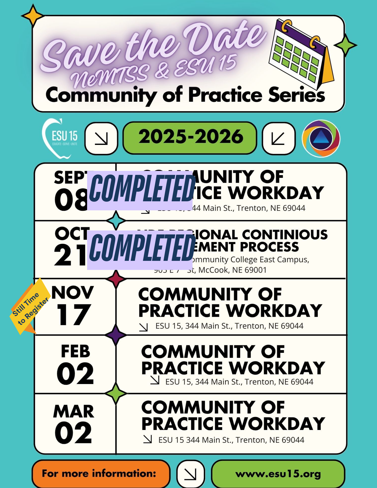 NeMTSS/ESU 15 Community of Practice Series updated flyer
